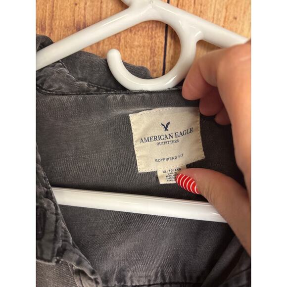 American Eagle Outfitters Boyfriend Fit Button Down Shirt Chambray Women Size XL - Picture 4 of 8